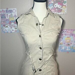Y2K Safari Chic Button-Up Mini Dress